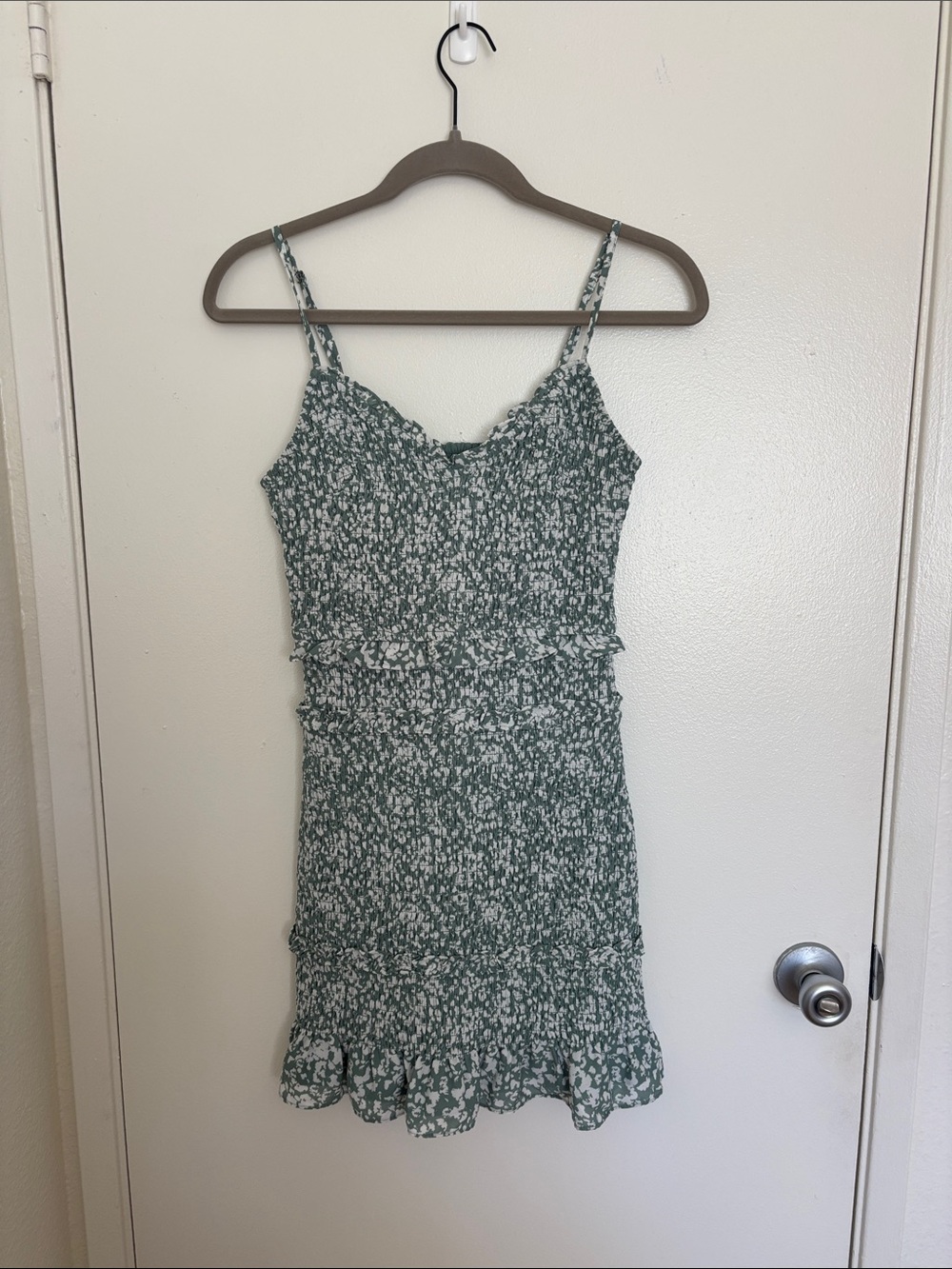 Abercrombie & Fitch Green and White Floral Smocked Mini Dress